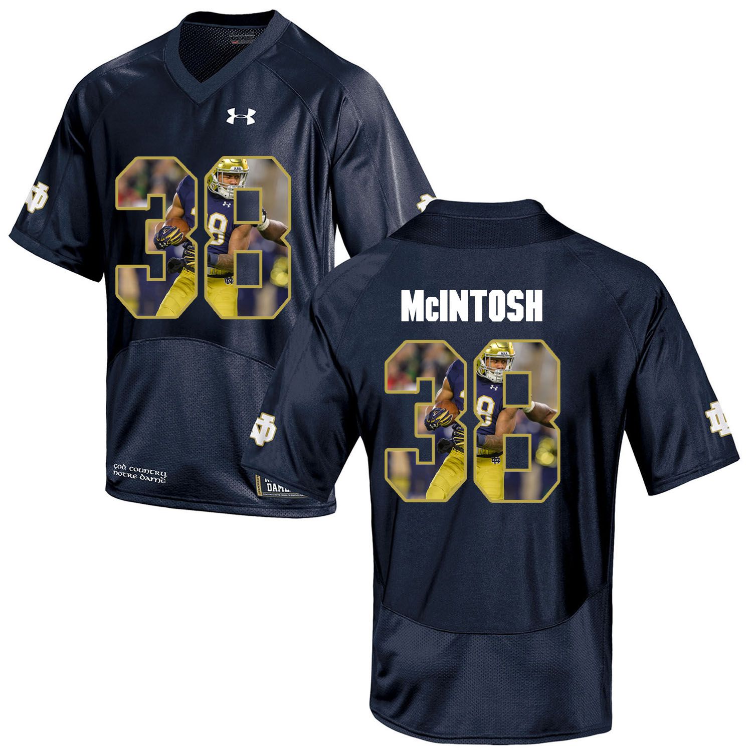 Men Norte Dame Fighting Irish #38 Mcintosh Navy Blue Fashion Edition Customized NCAA Jerseys